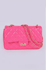Quilted Turn Lock Convertible Shoulder Bag