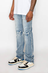 Stacked Fit Raw Edge Denim Jeans