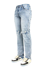 Stacked Fit Raw Edge Denim Jeans