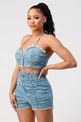 DENIM 2PC SHORT SET