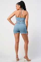 DENIM 2PC SHORT SET