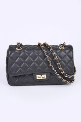 Quilted Turn Lock Convertible Shoulder Bag