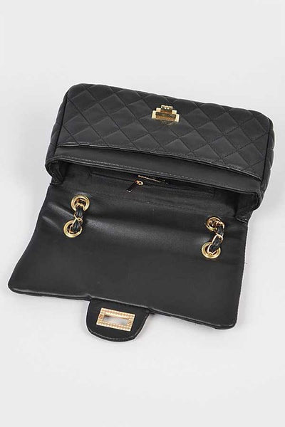 Quilted Turn Lock Convertible Shoulder Bag