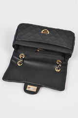 Quilted Turn Lock Convertible Shoulder Bag