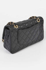 Quilted Turn Lock Convertible Shoulder Bag