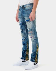 Heavy Rip & Repair Slim Straight Denim