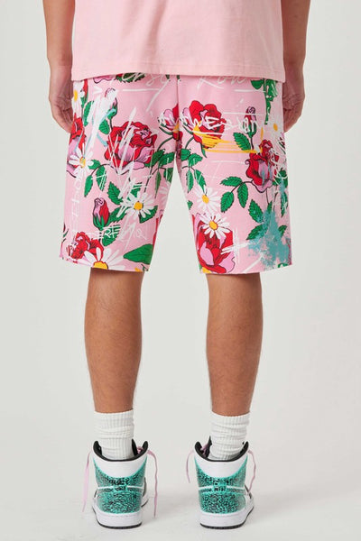 All Over Rose Bloom Print Shorts