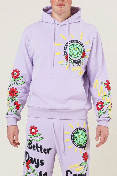 Flower Graphic Terry Pullover