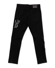 Multi Patch Slim Fit Black Denim Pants