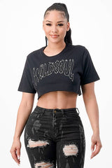 Mini Silk Screen Crop Top Wild Soul