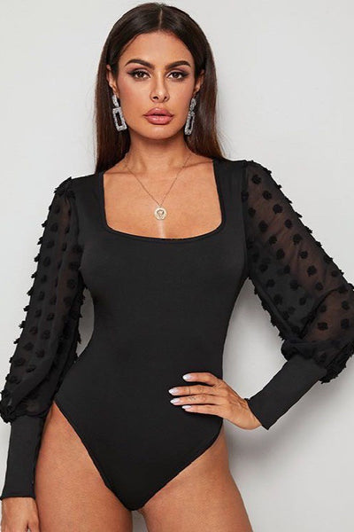 Swiss dot long sleeve bodysuit