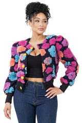 Flower woolen JACKET