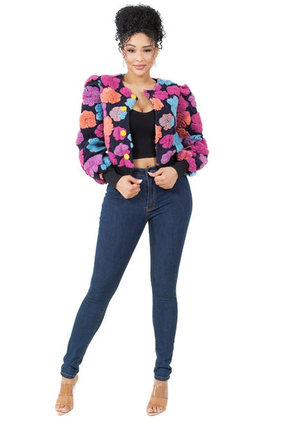 Flower woolen JACKET