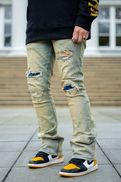 KDNK - Raw Denim Patched Jeans