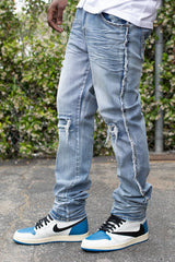 Stacked Fit Raw Edge Denim Jeans