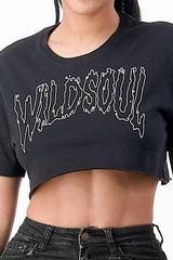 Mini Silk Screen Crop Top Wild Soul