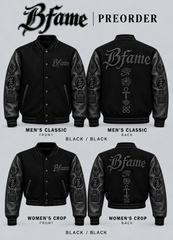 Black / Black — BFame men's classic and women's crop, front and back