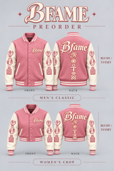 Blush / Ivory — BFame men's classic and women's crop, front and back