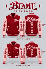 Cherry / Pink — BFame men's classic and women's crop, front and back
