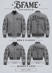 Gray / Gray — BFame men's classic and women's crop, front and back