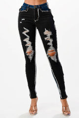 Two Tone Back Dye Ripped Skinny Jeans