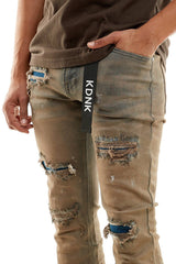 KDNK - Raw Denim Patched Jeans